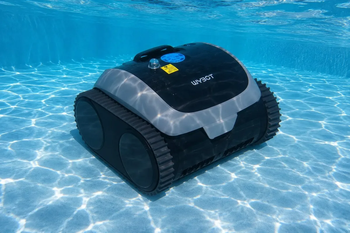 Wybot C1 robot piscine sans fil sous eau en action