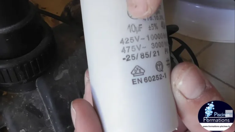 Condensateur de démarrage de pompe de piscine avec sa valeur en microfarads
