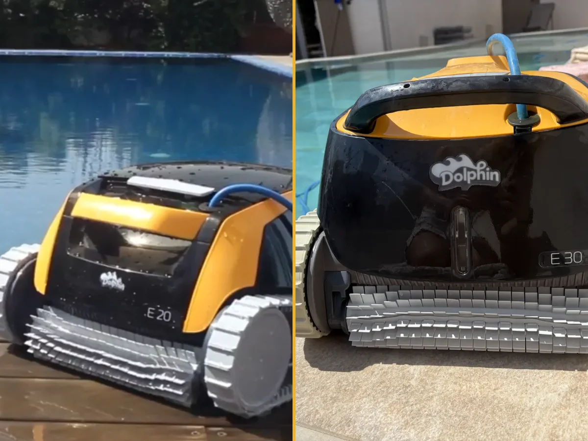 Dolphin E20 et Dolphin E30 côte à côte, duel des deux robots de piscine Maytronics